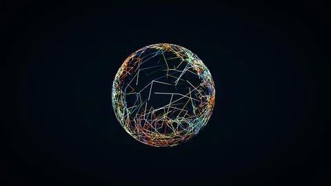 Chaotically slow moving colorful lines sphere shape Stock Footage 126690982
