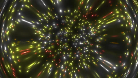 Chaotically swaying luminous colored particles on a dark background Stock Footage 302475930