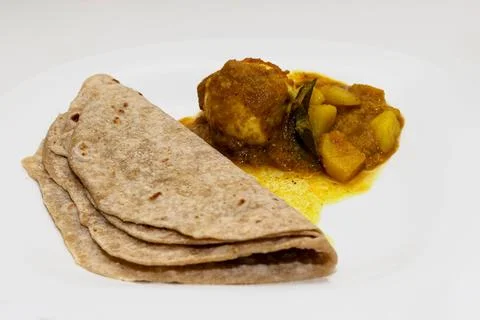 Chapati With Egg Curry Stock Photos