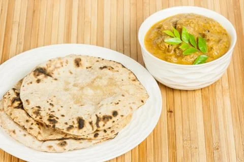 Chapati with Indian Mutton Curry Stock Photos