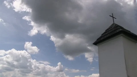 Chapel and Beautiful Clouds in the Sky Stock Footage 104012300