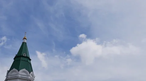 Chapel on the background of clouds, religion, timelapse Stock Footage 63202731
