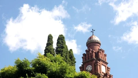 Chapel on the background of flying clouds Video stock 71327501