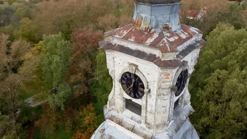 Chapel bell tower, clock, Ostashkov, Seliger Stock Footage 128443521