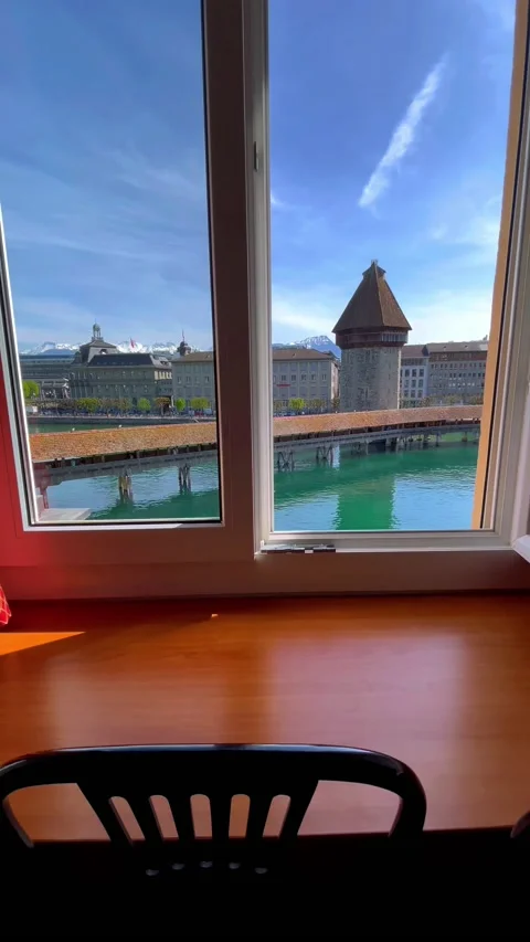 Chapel Bridge from window. Vídeos de archivo 212226478