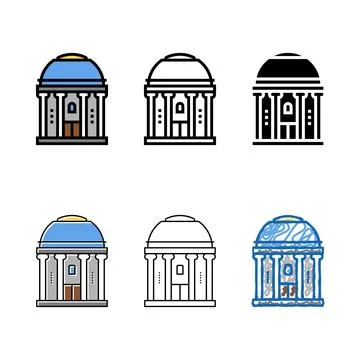 Chapel building color icon types vector isolated Ilustración de archivo