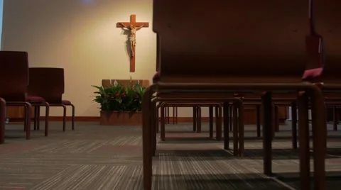 Chapel With Christ on the Cross Stock Footage 66366538