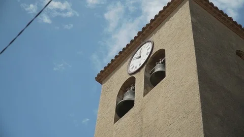 Chapel with a clock and two bells 库存影片 113226000