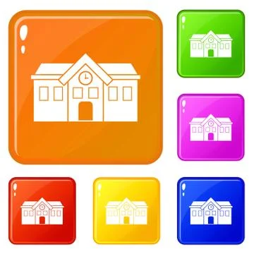 Chapel icons set vector color Illustrazione stock