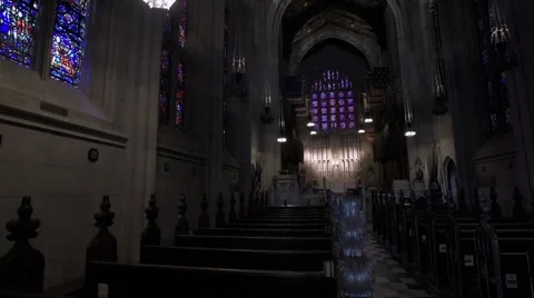 Chapel Interior Pan from door to altar. Stock Footage 62084831