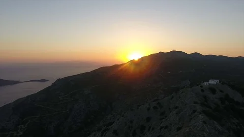 Chapel on the mountain against Sunset Stock Footage