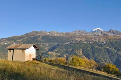Chapel in mountain Stock Photos