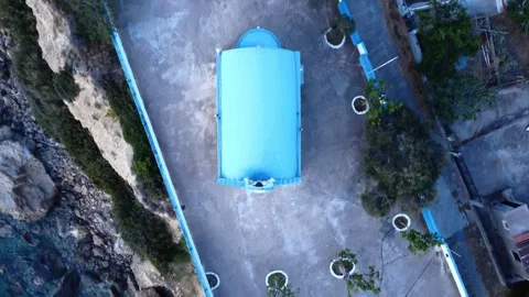 Chapel Next to Steep Cliffs and Sea in Greece Just Before Sunset Stock Footage 312665092