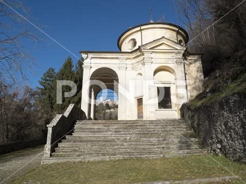 Chapel of the sacred mountain of Varese, unesco heritage of humanity Stock Photos