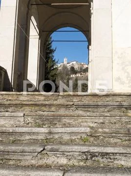 Chapel of the sacred mountain of Varese, unesco heritage of humanity Stock Photos
