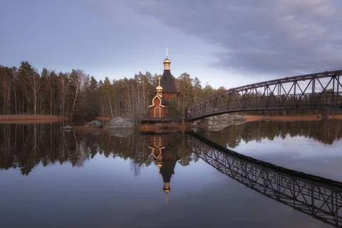 Chapel of St. Andrew the First-Called on an island on the Vuoksa River in the Foto stock