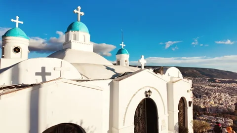 Chapel of St George, Mount Lycabettus, Athens, Greece Stock Footage 341532373