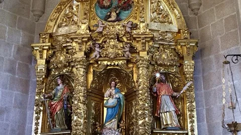 Chapel of the Tabernacle. Cáceres Cathedral. 18th-century Baroque altarpiece Stock Footage 327484252