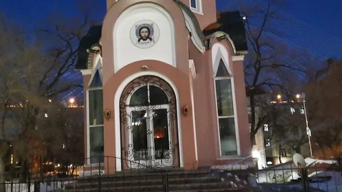 Chapel of the Tsarevich on the background of the evening sky. Video stock 120166307