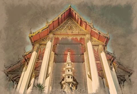 The Chapel of Wat Suthat Stock Illustration