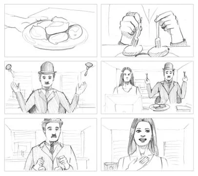 Chaplin storyboard Stock Illustration
