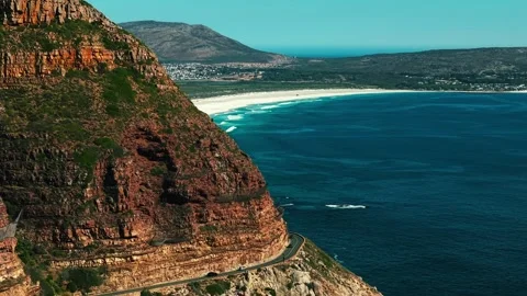 Chapman's Peak and Atlantic coast aerial panorama Stock Footage 339183924