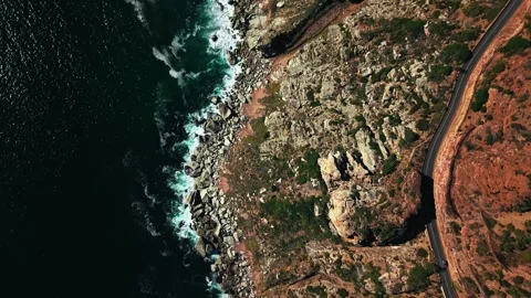 Chapman's Peak Drive cliffside, moody cinematic tone Stock Footage 340558258