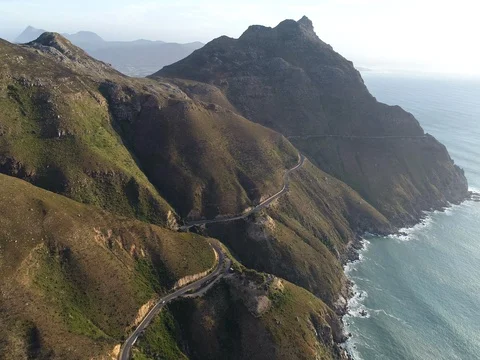 Chapman's Peak Looking up at Road during Sunset in Cape Town Stock Footage 79092772