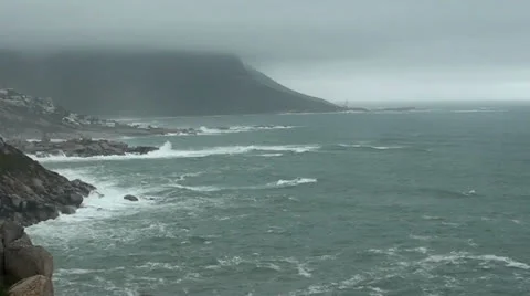 Chapmans Peak Waves - Mist.mp4 Stock Footage 25660434