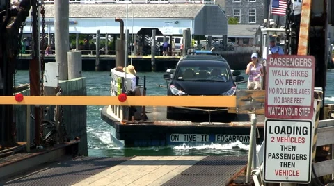 Chappy ferry unloads passengers Stock Footage 49797886