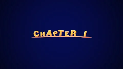 Chapter 1 Wobbly gold yellow text Animation pop up effect on a dark blue Stock Footage 267974594