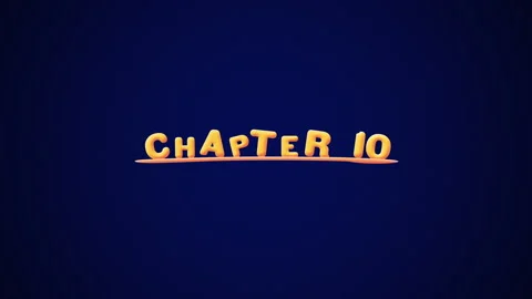 Chapter 10 Wobbly gold yellow text Animation pop up effect on a dark blue Stock Footage 267974496