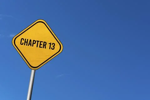Chapter 13, yellow sign with blue sky イラスト素材
