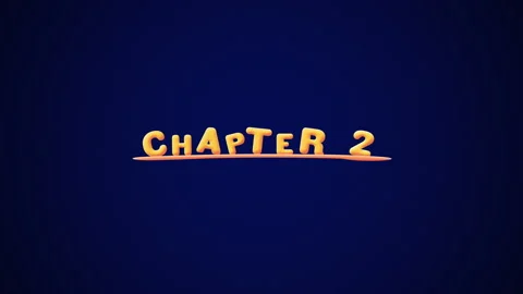 Chapter 2 Wobbly gold yellow text Animation pop up effect on a dark blue Stock Footage 267974759