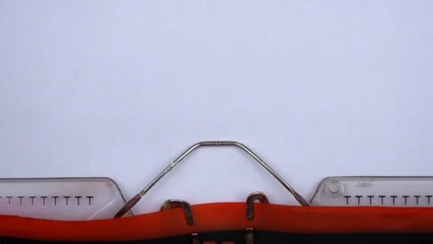 Chapter 3 - phrase printed on an old typewriter in red letters, close up. Видео 126510007