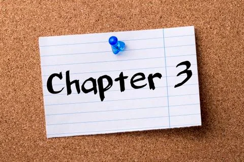 Chapter 3 - teared note paper pinned on bulletin board Stock Photos