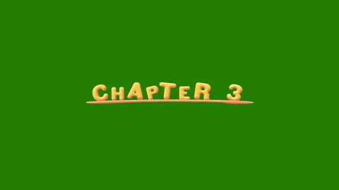 Chapter 3 Wobbly gold yellow text Animation pop up effect on a green Stock Footage 265458474
