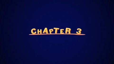 Chapter 3 Wobbly gold yellow text Animation pop up effect on a dark blue Stock Footage 267973437