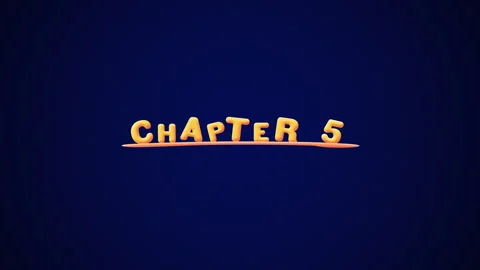 Chapter 5 Wobbly gold yellow text Animation pop up effect on a dark blue Stock Footage 267974288