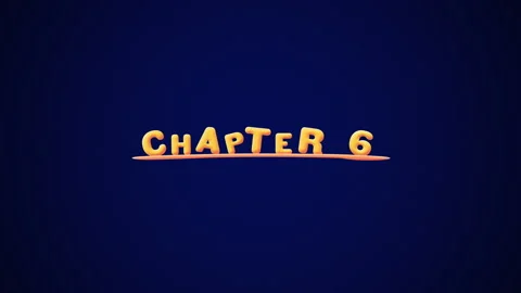 Chapter 6 Wobbly gold yellow text Animation pop up effect on a dark blue Stock Footage 267973264