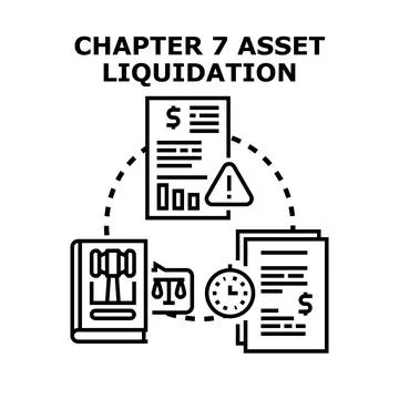 Chapter 7 asset liquidation process icon concept Stock Illustration