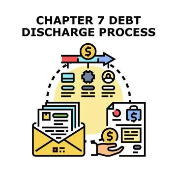 Chapter 7 debt discharge process bankruptcy relief Stock Illustration