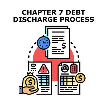 Chapter 7 debt discharge process illustration Stock Illustration