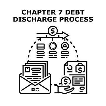 Chapter 7 debt discharge process bankruptcy relief Stock Illustration