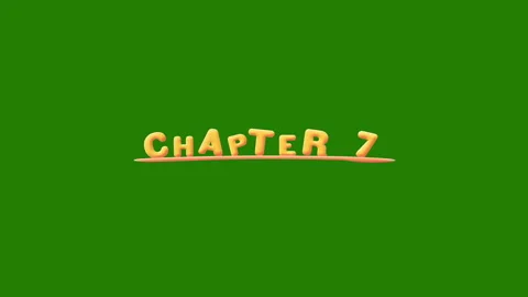 Chapter 7 Wobbly gold yellow text Animation pop up effect on a green Stock Footage 265458542