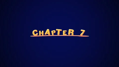 Chapter 7 Wobbly gold yellow text Animation pop up effect on a dark blue Stock Footage 267973343