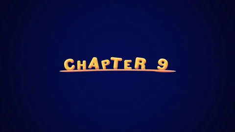 Chapter 9 Wobbly gold yellow text Animation pop up effect on a dark blue Stock Footage 267973718