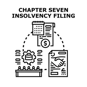Chapter seven insolvency filing process concept Stock Illustration