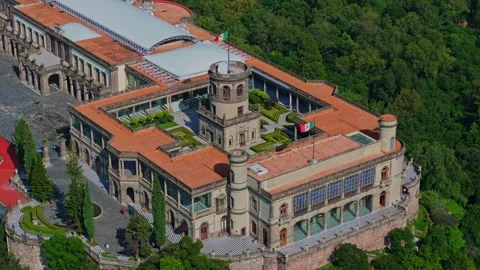 Chapultepec Castle Drone Aerial View Over Bosque de Chapultepec Stock Footage 314691429