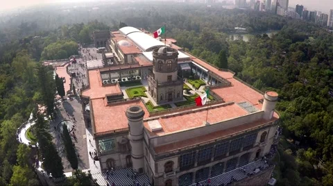 Chapultepec Castle in the middle of the forest Stock Footage 44349180